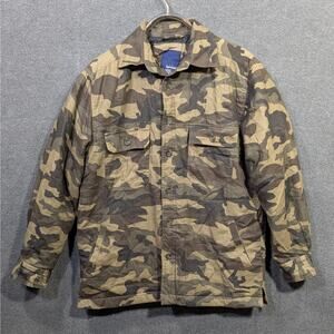 Vtg Basic Editions Jacket Men Small Quilt Lined Workwear Flannel Shacket Camo